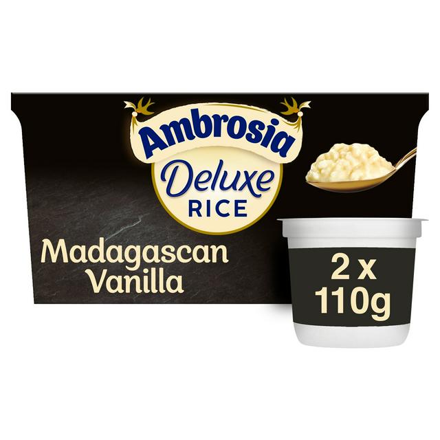 Ambrosia Deluxe 2 x 110g Madagascan Vanilla Rice Pudding Dessert Snack Pots - gallery image 1