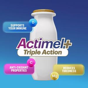 Actimel Triple Action Strawberry & Pomegranate Yoghurt Drink 8 x 100g - gallery image 2
