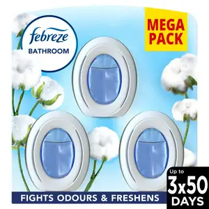 Febreze Bathroom Continuous Air Freshener Cotton Fresh x3