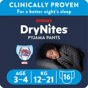 Huggies DryNites Boys Pyjama Pants for Bedwetting Age 3-4 Years 12-21kg x16