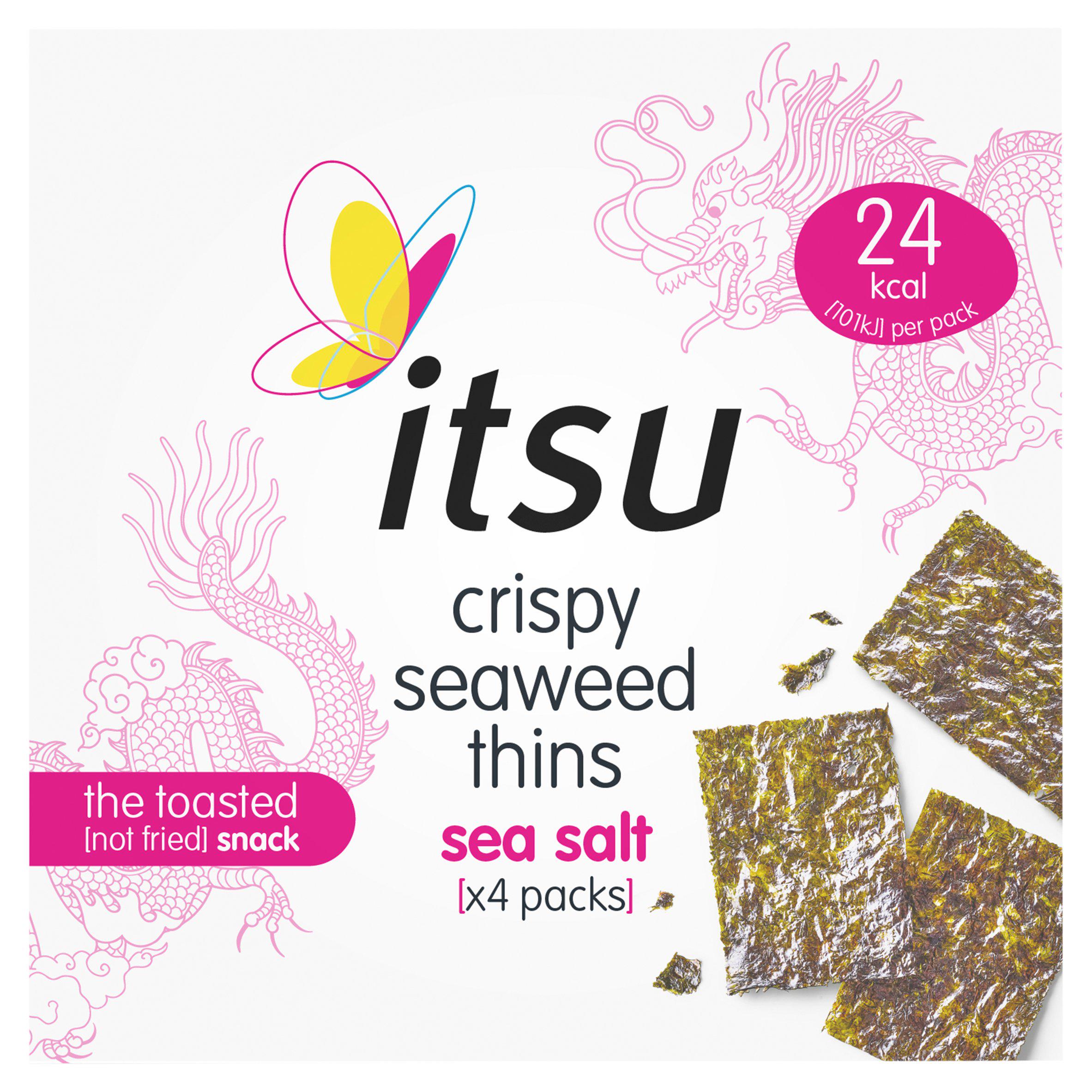 Itsu Crispy Seaweed Thins Sea Salt Roasted Seaweed Snack 4x5g