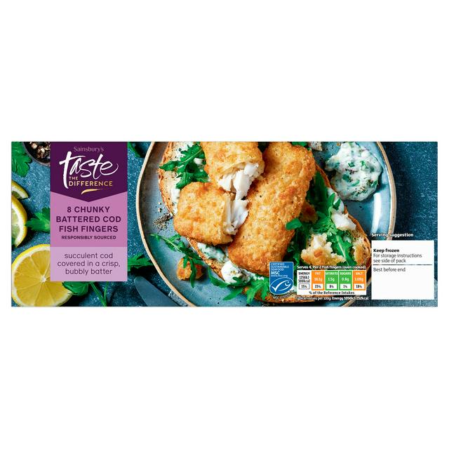 Taste the Difference Sainsbury's Chunky Battered Cod Fish Fingers, Taste the Difference x8 480g