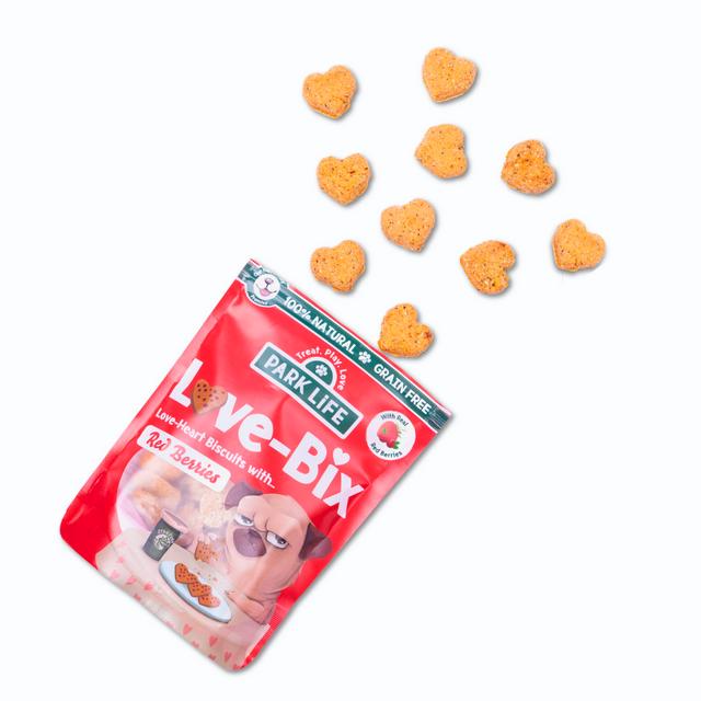 Park Life Love Bix Heart Shaped Dog Biscuits Red Berries 100g