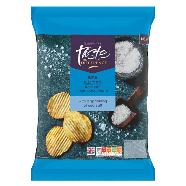 Taste the Difference Sainsbury's Sea Salted Ridge Cut Hand Cooked Crisps, Taste the Difference 150g