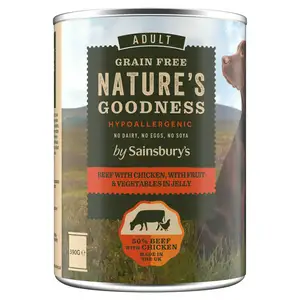 Sainsbury's Adult Dog Food Nature's Goodness Beef with Chicken with Fruit & Vegetables in Jelly 390g