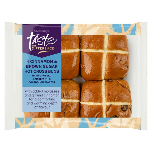 Sainsbury's Cinnamon & Brown Sugar Hot Cross Buns, Taste the Difference x4 280g - gallery image 1