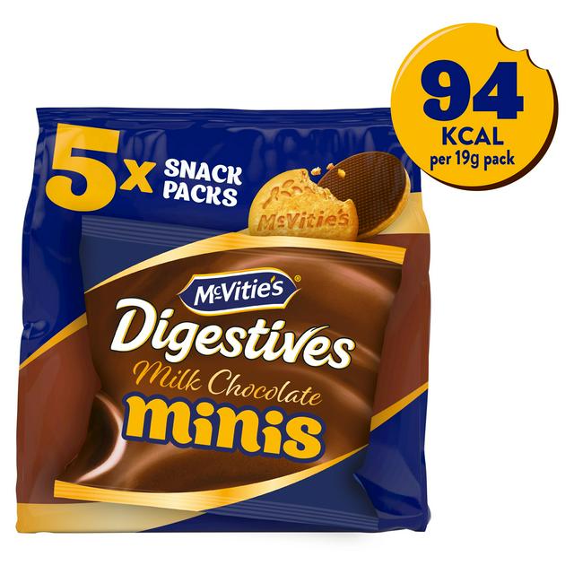 McVitie's Chocolate Digestive Mini's Multipack Biscuits 5x19g- - gallery image 1