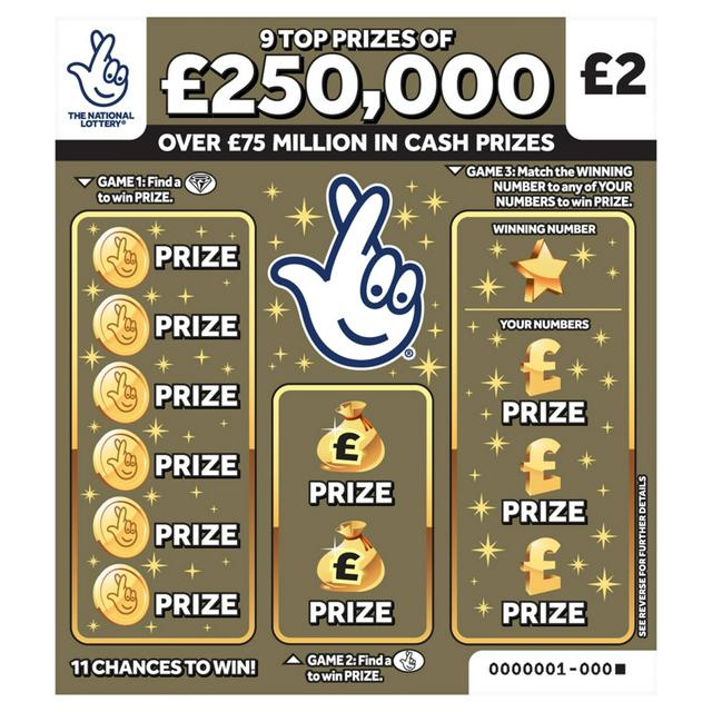 National Lottery £2 £250,000 £250,000 Gold Scratchcard Game | Sainsbury's
