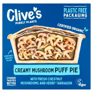 Clive's Creamy Mushroom Puff Pie with Fresh Chestnut Mushrooms & Herby Tarragon 235g