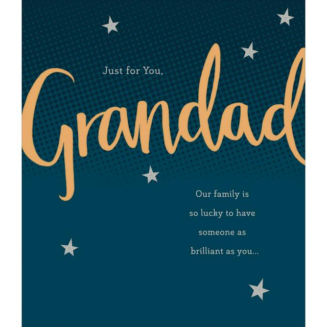 Sainsburys Carlton Just For You Grandad Happy Birthday Gold Lettering with Stars Design Greeting Card