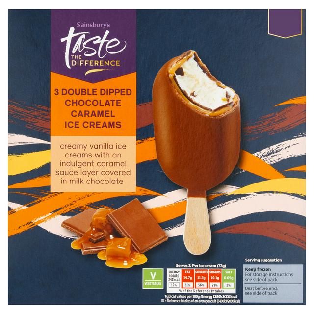 Sainsbury's Double Dipped Chocolate Caramel, Taste the Difference x3 90ml | Sainsbury's