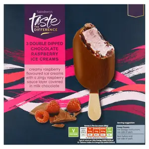 Sainsbury's Double Dipped Chocolate Raspberry Ice Creams, Taste the Difference 3x88g