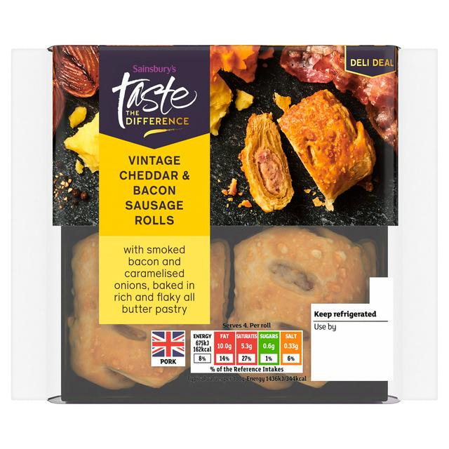Taste the Difference Sainsbury's Vintage Cheddar & Bacon Sausage Rolls, Taste the Difference 188g