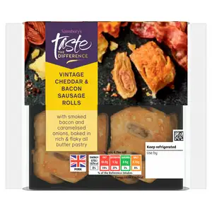 Sainsbury's Vintage Cheddar & Bacon Sausage Rolls, Taste the Difference 188g