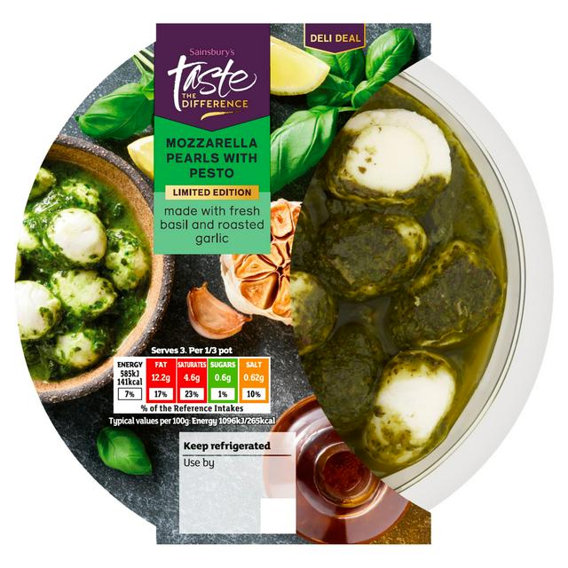 Taste the Difference Sainsbury's Mozzarella Pearls with Pesto, Limited Edition, Taste the Difference 160g