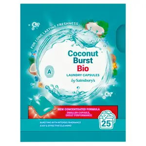 Sainsbury's Coconut Burst Bio Laundry Capsules 25 Washes