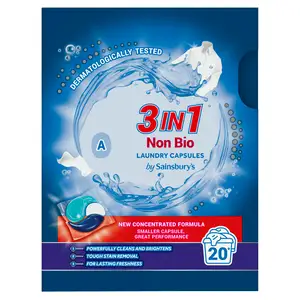 Sainsbury's 3 in 1 Non Bio Laundry Capsules 20 Washes