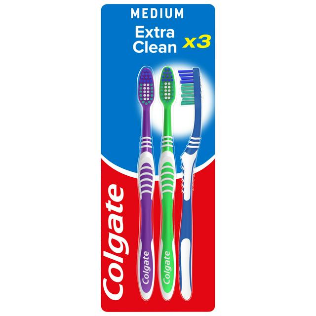 Colgate Extra Clean Medium Toothbrush x3 - gallery image 1