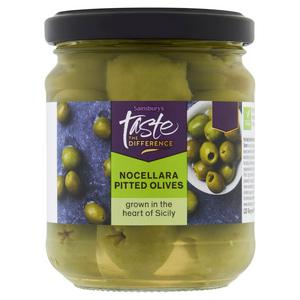Sainsbury's Nocellara Pitted Olives, Taste the Difference 180g