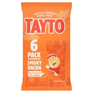 Tayto Smoky Bacon Flavour Potato Crisps 6x25g