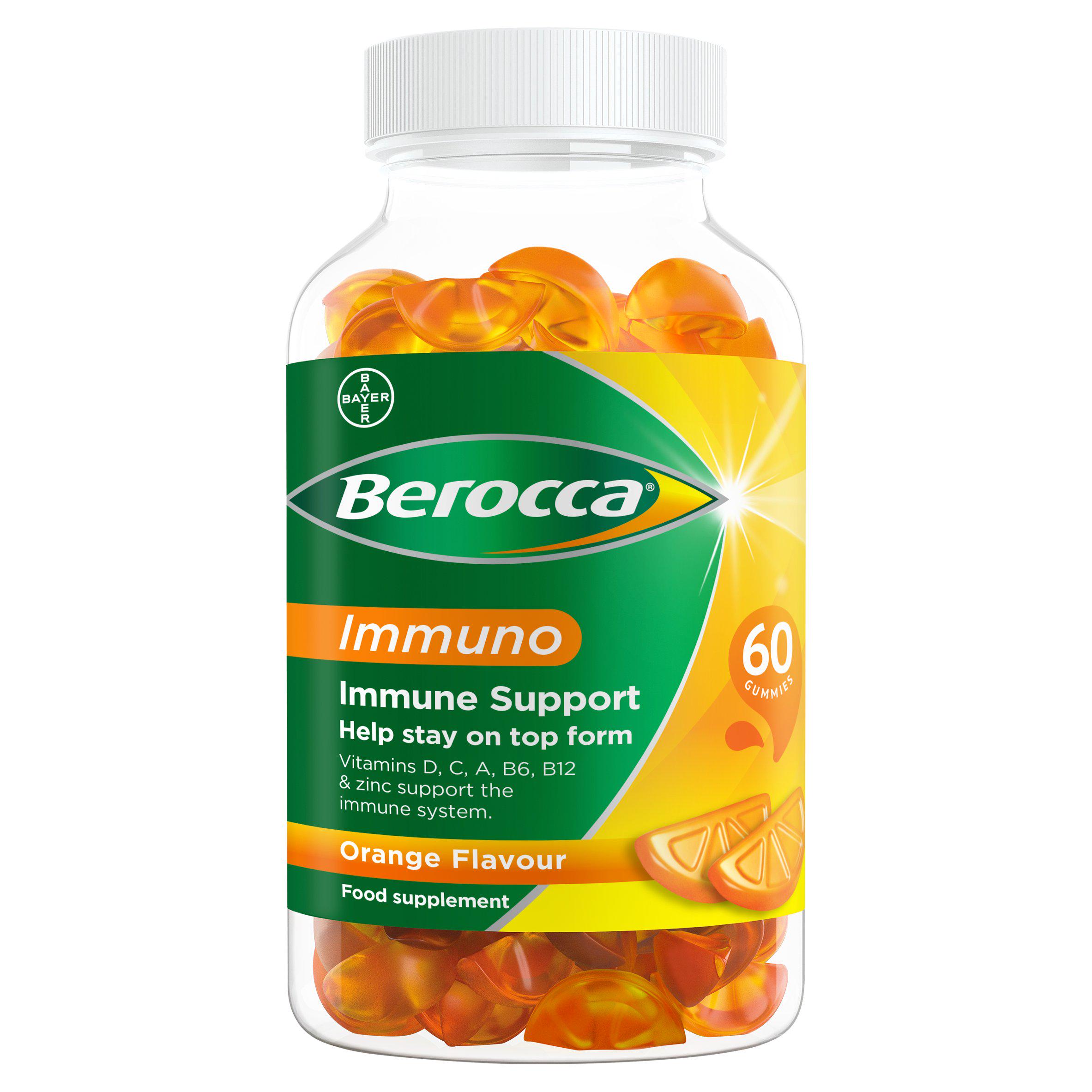 Berocca Immuno Gummy Vitamins Orange Flavour Pack of 60