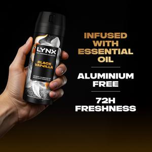 Lynx Black Vanilla 72h Fine Fragrance Deodorant Body Spray for Men 150ml - gallery image 4