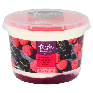 Sainsbury's Raspberry & Blackcurrant Layered Yogurt, Taste the Difference