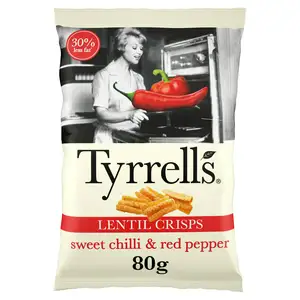 Tyrrells Lentil Sharing Crisps Sweet Chilli & Red Pepper 80g