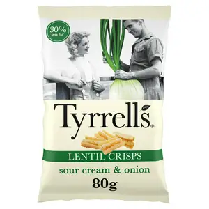 Tyrrells Lentil Sharing Crisps Sour Cream & Onion 80g