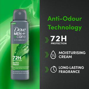 Dove Men+Care 150ml Advanced Extra Fresh Antiperspirant Aerosol Deodorant Spray - gallery image 2