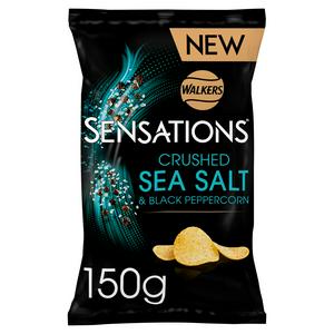 Image forWalkers Sensations Salted & Black Peppercorn Sharing Crisps 150g