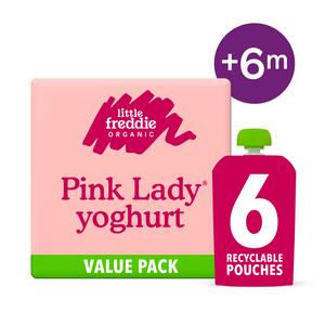 Little Freddie Organic Pink Lady Greek Style Yoghurt Baby Food Pouch Multipack 6+ Months 6 x 100g - gallery image 2