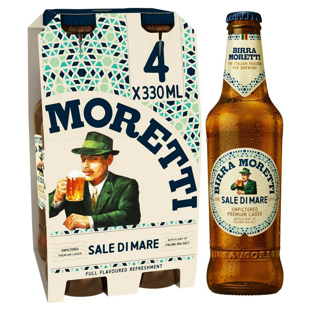 Birra 4 x 330ml Moretti Sale Di Mare Unfiltered Lager Beer Bottles - gallery image 1