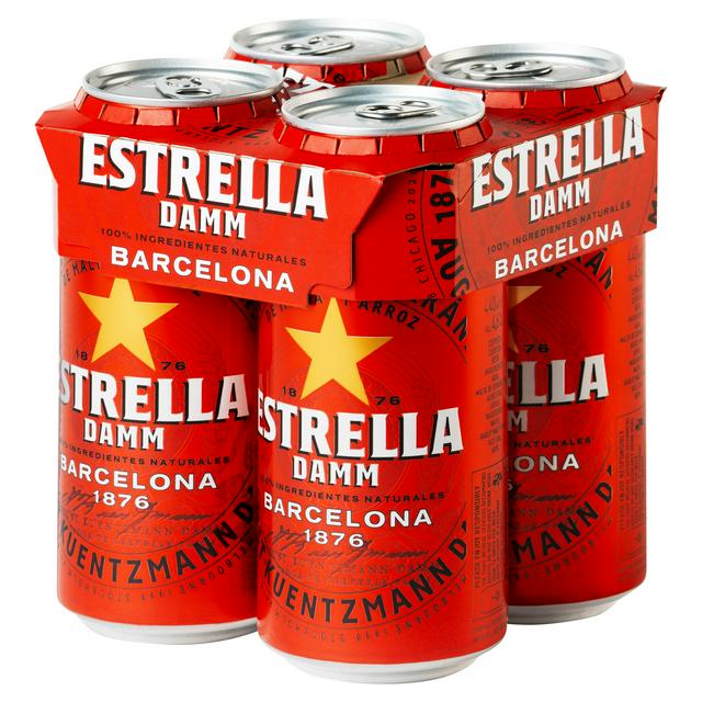 Estrella 4 x 440ml Damm Spanish Lager Beer Cans - gallery image 1