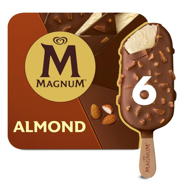 Magnum 6 x 100ml Almond Ice Cream Sticks - gallery image 1