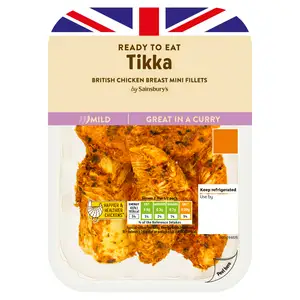 Sainsbury's Tikka Cooked British Chicken Mini Fillets 170g (ready to eat)