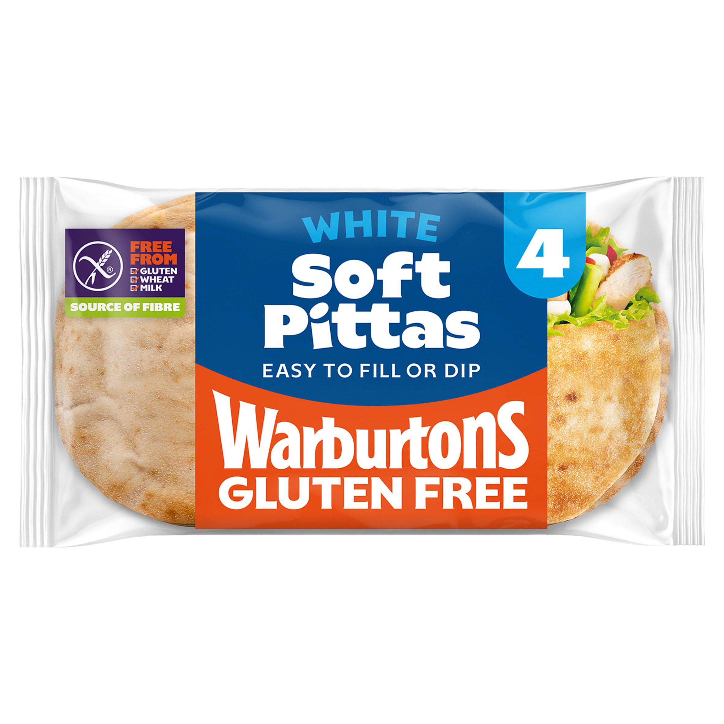Warburtons Gluten Free White Soft Pittas x4
