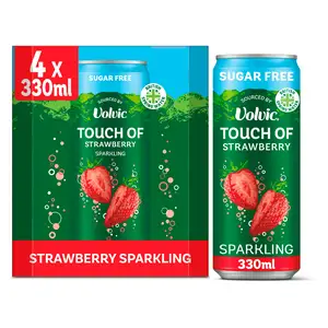 Touch of Strawberry Sparkling Sugar Free Flavoured Water by Volvic 4x330ml