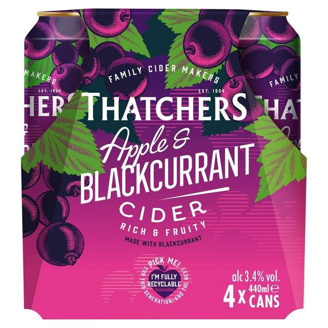 Thatchers 4 x 440ml Apple & Blackcurrant Fruit Cider - gallery image 1