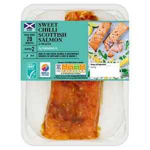 Sainsbury's ASC Scottish Salmon Fillets Infused with Sweet Chilli 224g