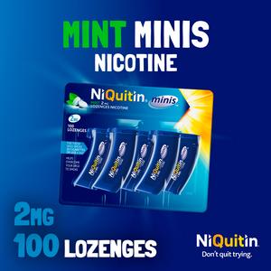 NiQuitin Minis Mint Nicotine Lozenges Reduce & Quit Smoking Aid x100 2mg - gallery image 2