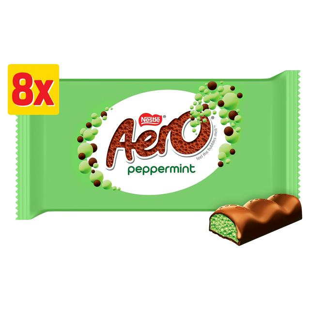 Aero Bubbly Peppermint Chocolate Bar Multipack x8 216g - gallery image 1
