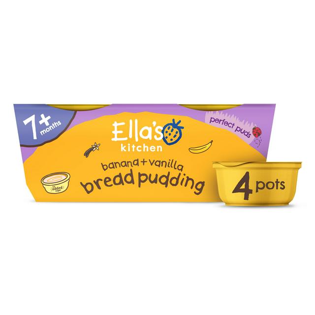Ella's Kitchen Banana + Vanilla Bread Pudding 7 Months+ 4x80g - gallery image 1