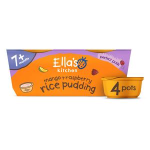 Ella's Kitchen Mango + Raspberry Rice Pudding 7 Months+ 4x80...