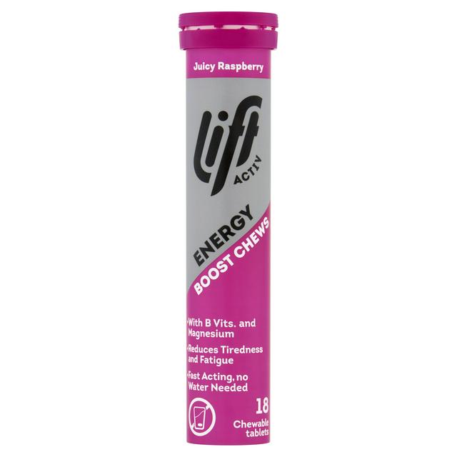 Lift Activ Energy Boost Chewable Tablets - Juicy Raspberry 18s