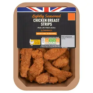 Sainsbury's Lightly Seasoned Breaded British Chicken Breast Strips 250g