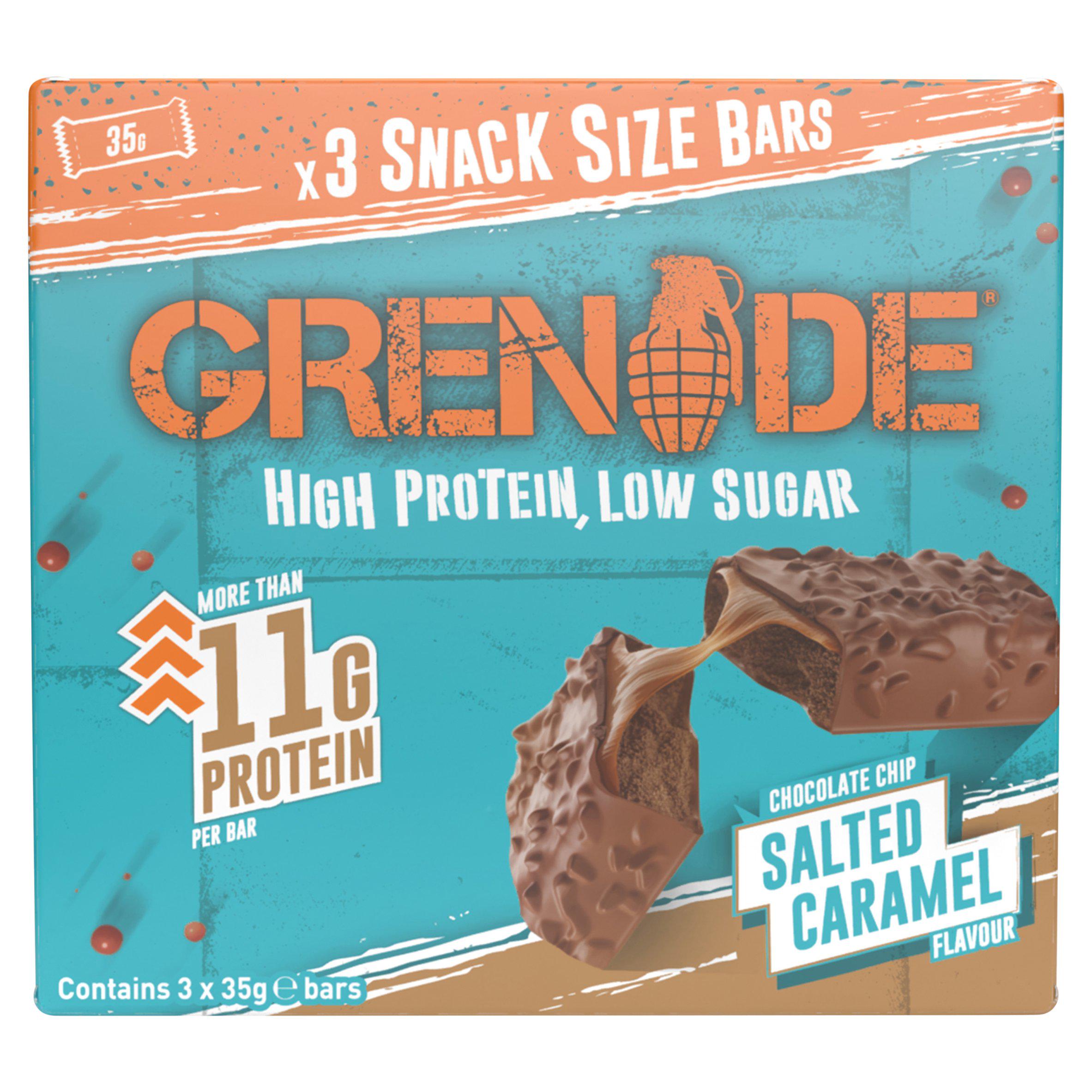 Grenade Snack Size Protein Bars Chocolate Chip Salted Caramel 3x35g