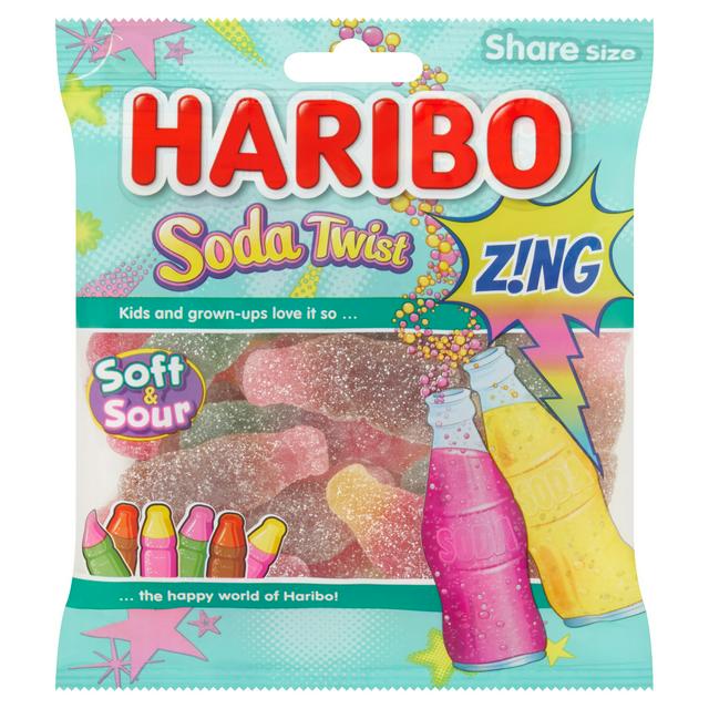 Haribo Soda Twist Zing Fizzy Jelly Sweets Sharing Bag 175g - gallery image 1
