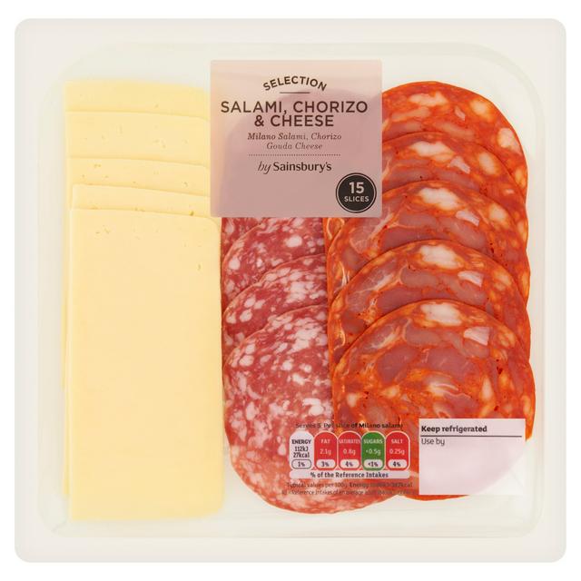 Sainsburys Salami, Chorizo Gouda Cheese Slices x15 120g