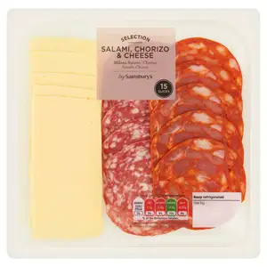 Sainsbury's Salami, Chorizo Gouda Cheese Slices x15 120g